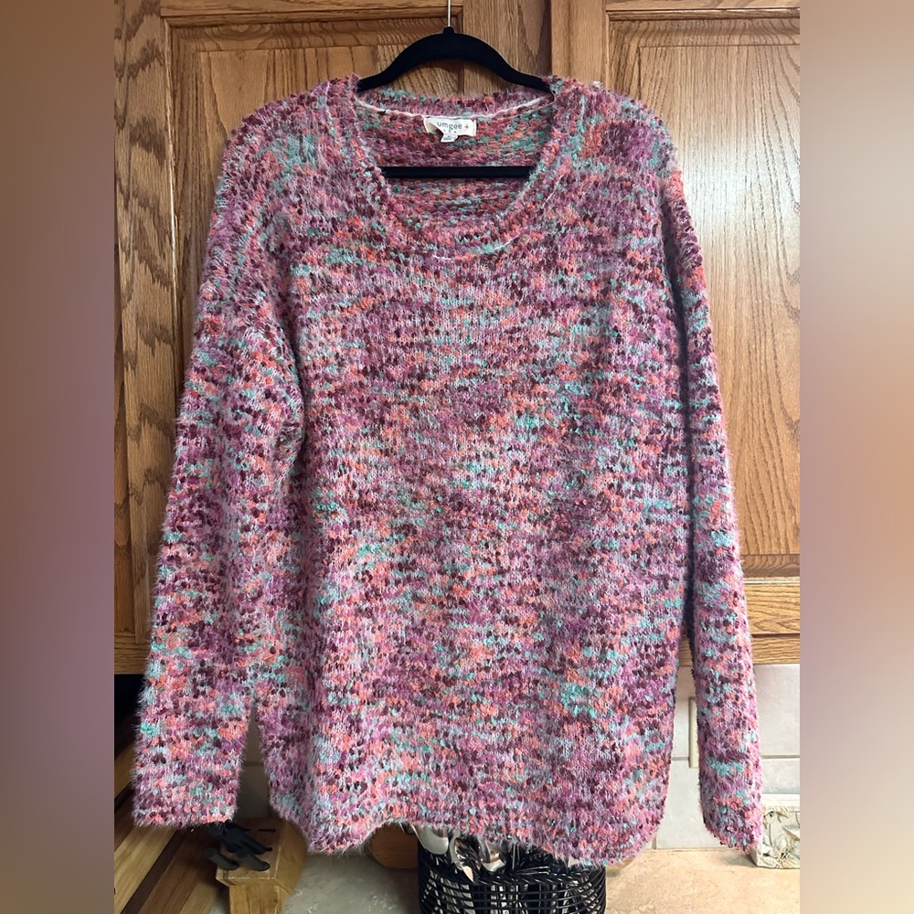 Umgee Multi Colored Super Soft Sweater EUC XL Beautiful!